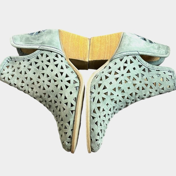 Musse & Cloud Sage Green Athenisse Leather Stacked Heel Ankle Boot (EU37) - Picture 7 of 11